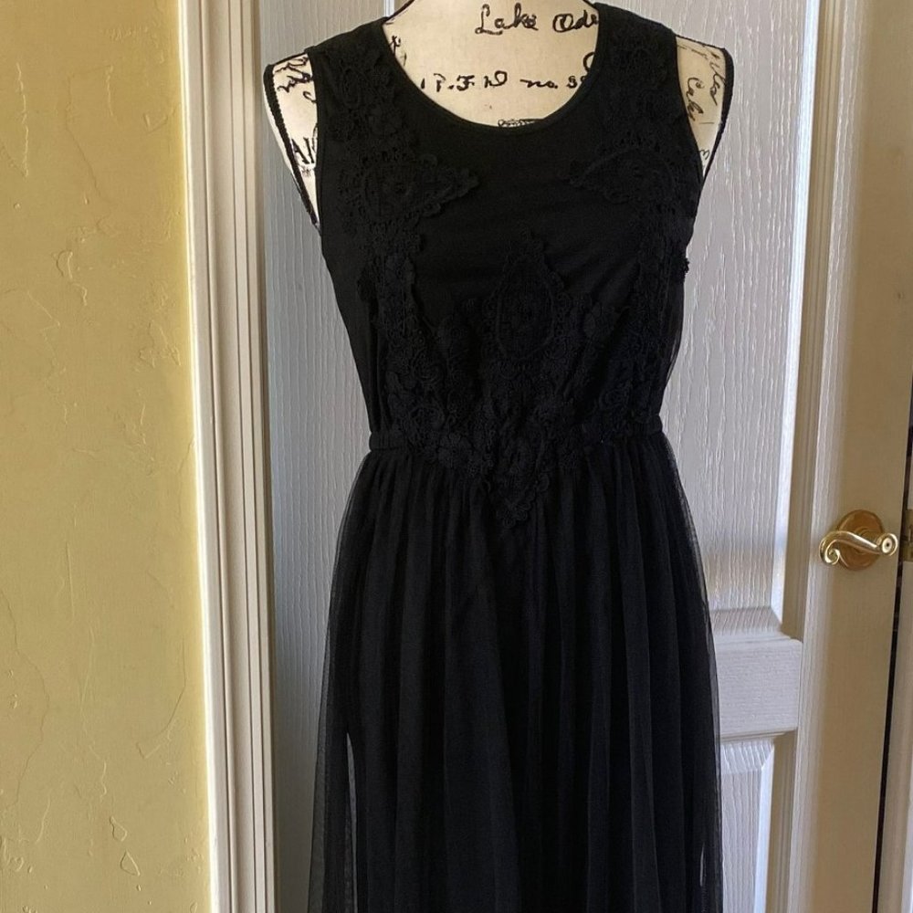 NEW HazelHazelHazel Women's Black Formal Evening Mesh Gown Dress XS